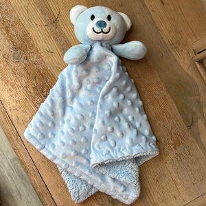 Little Beginnings Lovey Security Blanket Blue Bear Nubby Textured Fleece